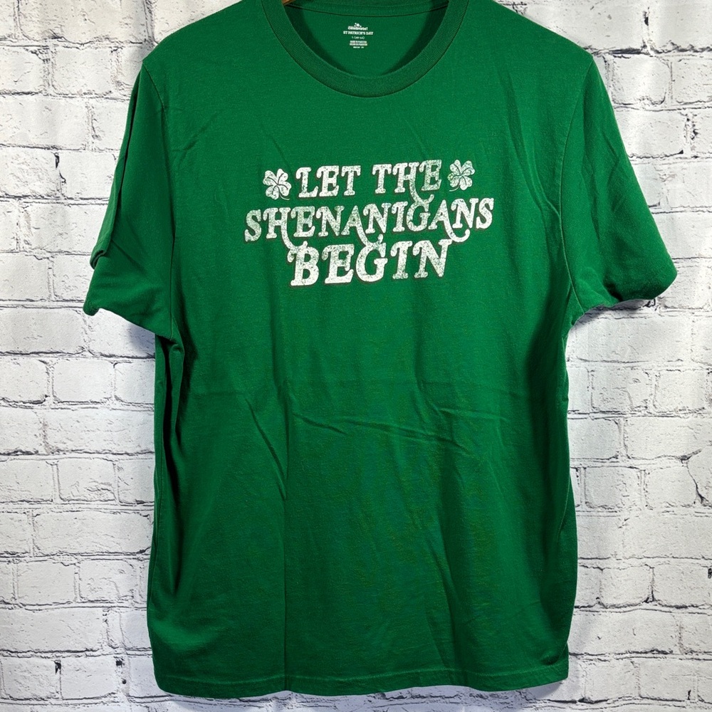 Men's Green Tee - Let the Shenanigans Begin